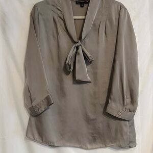 Banana Republic Mad Men Collection Silver Tie-Front Blouse
